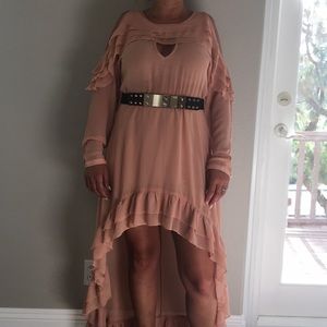 POLYESTER RUFFLED DRESS